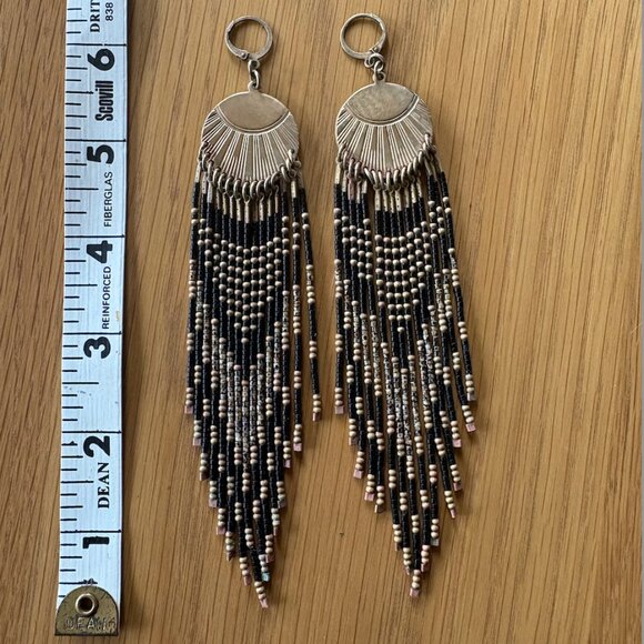 Dancing Willow Bead and Brass Earrings - Picture 1 of 2